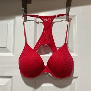 PINK Victoria's Secret Bold Red Lace Racerback Bra